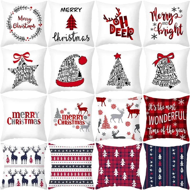 45cm Christmas Cushion Cover Pillowcase 2024 Christmas Decorations for Home Ornament Xmas New Year Christmas Decor 2023 Noel - Ammpoure Wellbeing