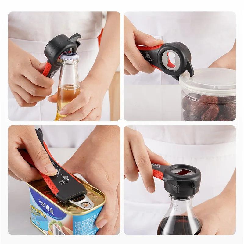 4in1 Jar Openers Can Bottle Opener Beer Wine Bottle Lid Poratble Outdoor Party Bar Tools Multi - functional Kitchen Accessories - Ammpoure Wellbeing