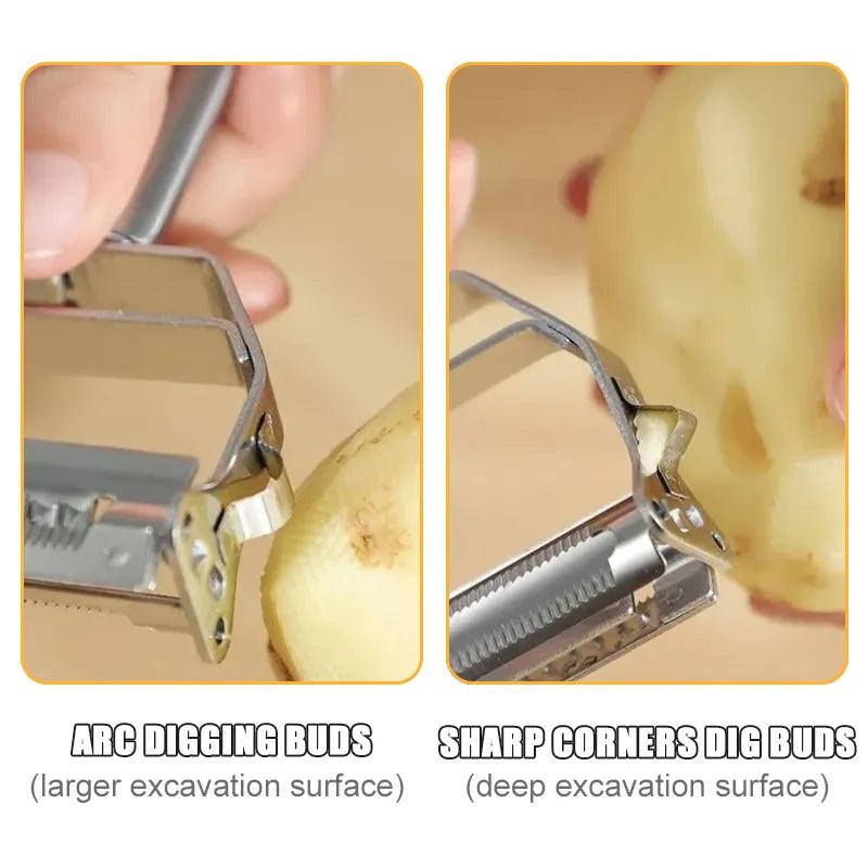 4In1 Multifunctional Vegetable Peeler Fruit Peeler Stainless Steel Vegetable Cutter Melon Planer Household Kitchen Gadgets - Ammpoure Wellbeing