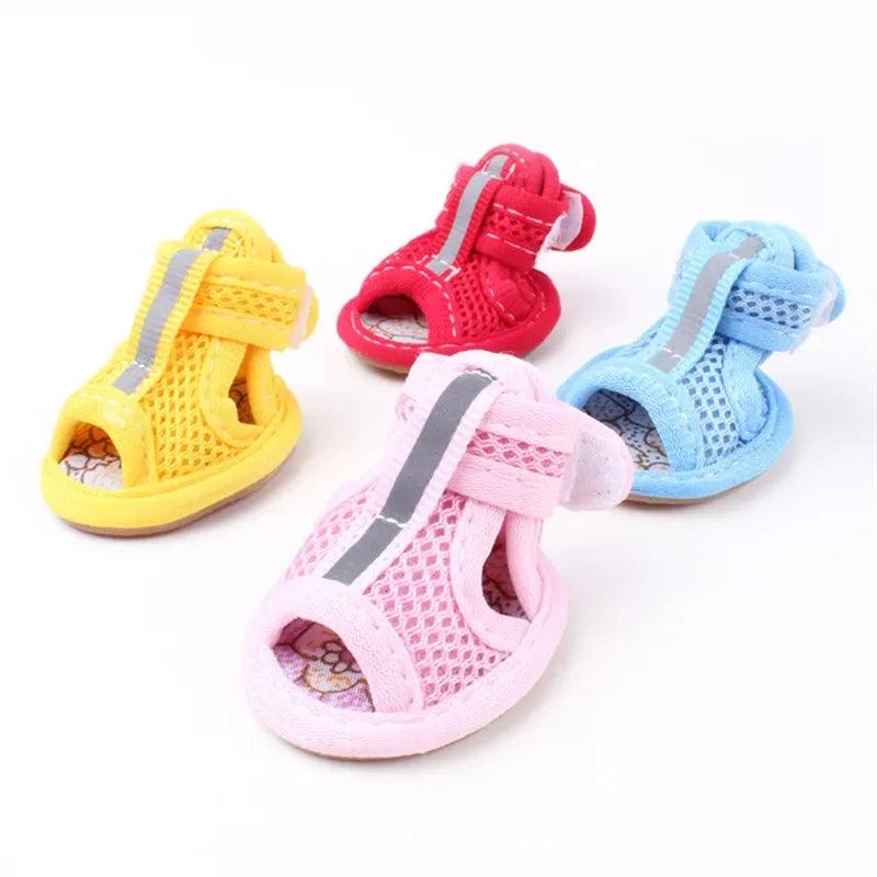 4pc/set Summer Non - slip Breathable Dog Shoes Sandals for Small Dogs Pet Dog Socks Sneakers for Dogs Puppy Blue Cat Shoes Boots - Ammpoure Wellbeing