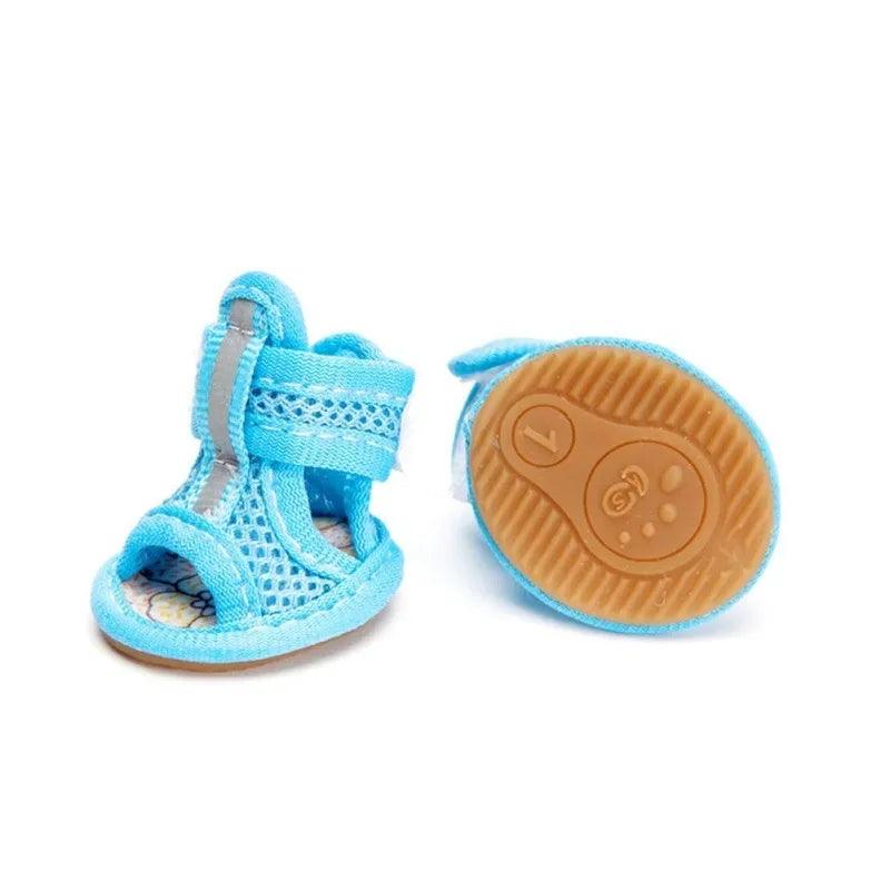 4pc/set Summer Non - slip Breathable Dog Shoes Sandals for Small Dogs Pet Dog Socks Sneakers for Dogs Puppy Blue Cat Shoes Boots - Ammpoure Wellbeing