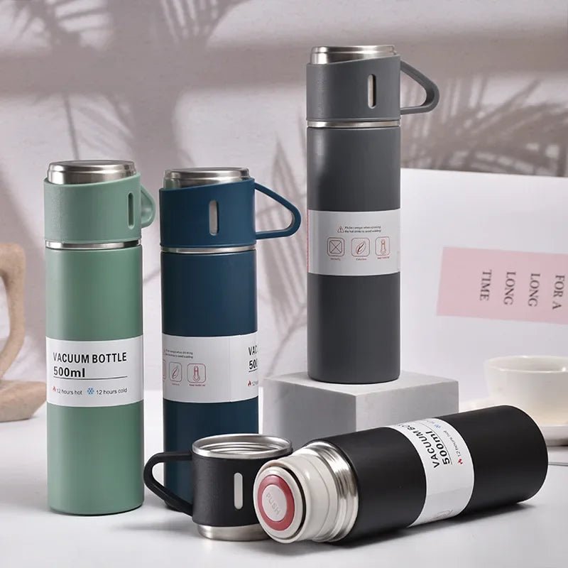 500ML 304 Stainless Steel Vacuum Insulated Bottle Gift Set Office Business Style Coffee Mug Thermos Bottle Portable Flask Carafe - Ammpoure Wellbeing