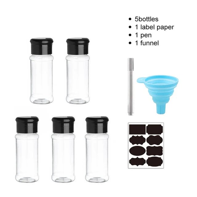 5/10/15/20PC Jars for spices Salt and Pepper Shaker Seasoning Jar spice organizer Plastic Barbecue Condiment Kitchen Gadget Tool - Ammpoure Wellbeing