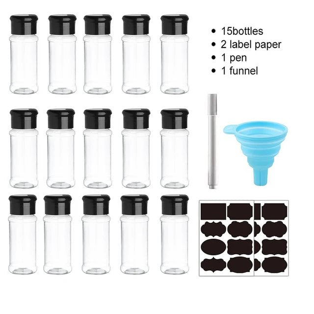 5/10/15/20PC Jars for spices Salt and Pepper Shaker Seasoning Jar spice organizer Plastic Barbecue Condiment Kitchen Gadget Tool - Ammpoure Wellbeing