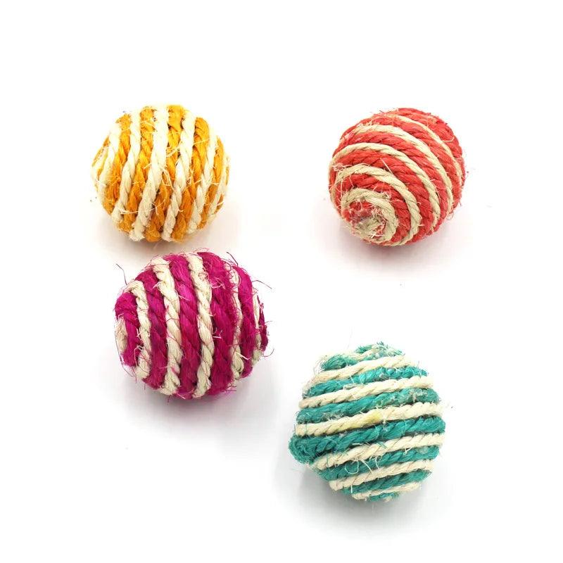 5pcs Cat Pet Sisal Rope Weave Ball Teaser Play Chewing Rattle Scratch Catch Toy Interactive Scratch Chew Toy For Pet Cat Dog - Ammpoure Wellbeing