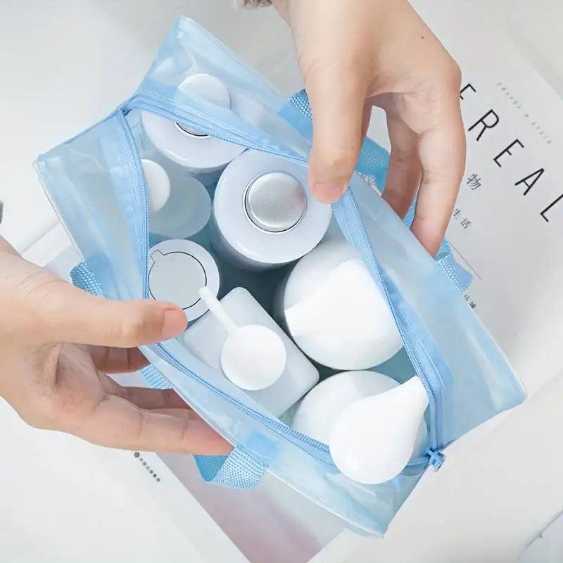 5pcs Transparent Toiletry Packaging Travel Cosmetic Bag Waterproof Travel BagToiletry Bag Portable Travel Business BeachBag - Ammpoure Wellbeing