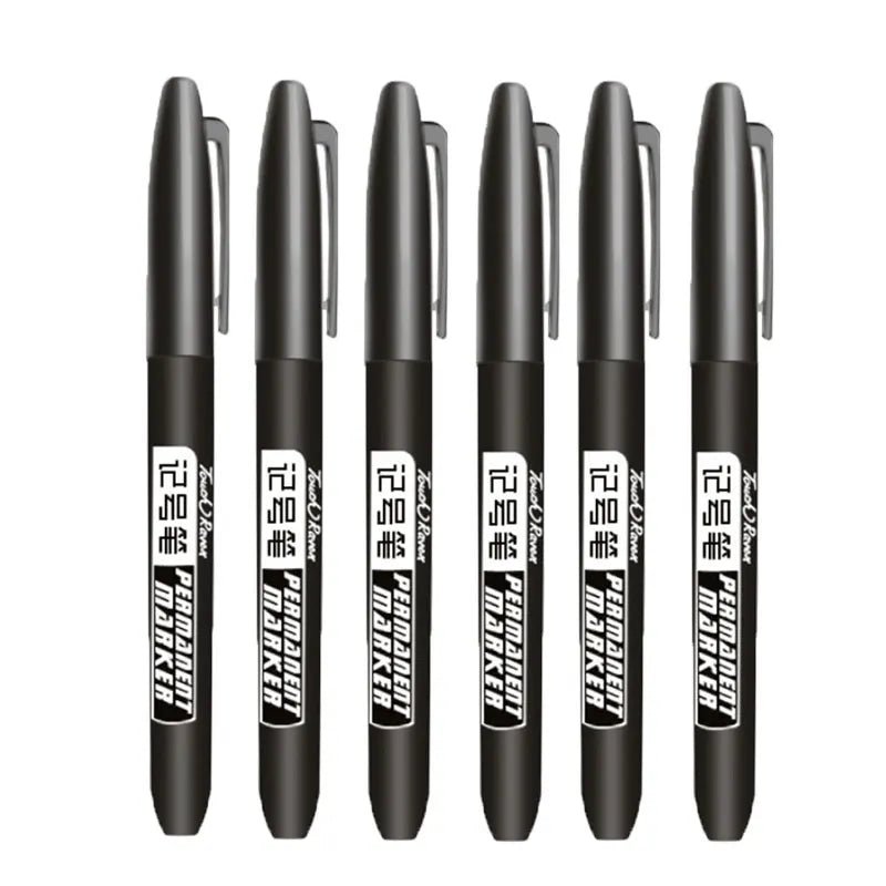 6 PCS Permanent Marker Pen Manga Drawing Markers Black Blue Red Waterproof Ink Sketch Pens Stationery Art School Supplies - Ammpoure Wellbeing