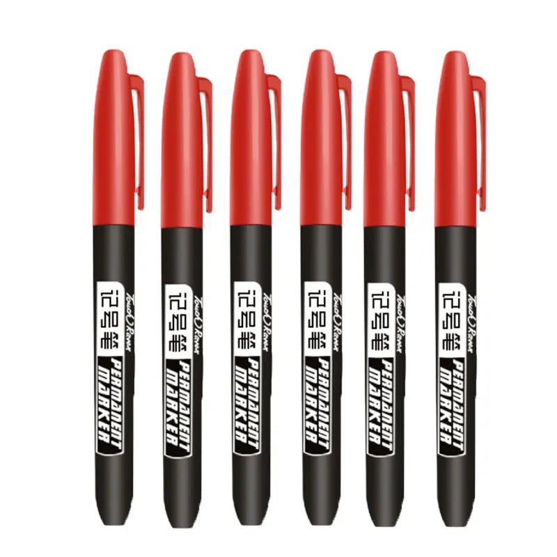 6 PCS Permanent Marker Pen Manga Drawing Markers Black Blue Red Waterproof Ink Sketch Pens Stationery Art School Supplies - Ammpoure Wellbeing