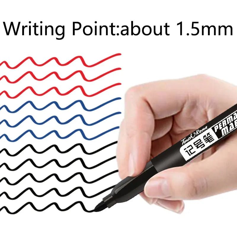 6 PCS Permanent Marker Pen Manga Drawing Markers Black Blue Red Waterproof Ink Sketch Pens Stationery Art School Supplies - Ammpoure Wellbeing