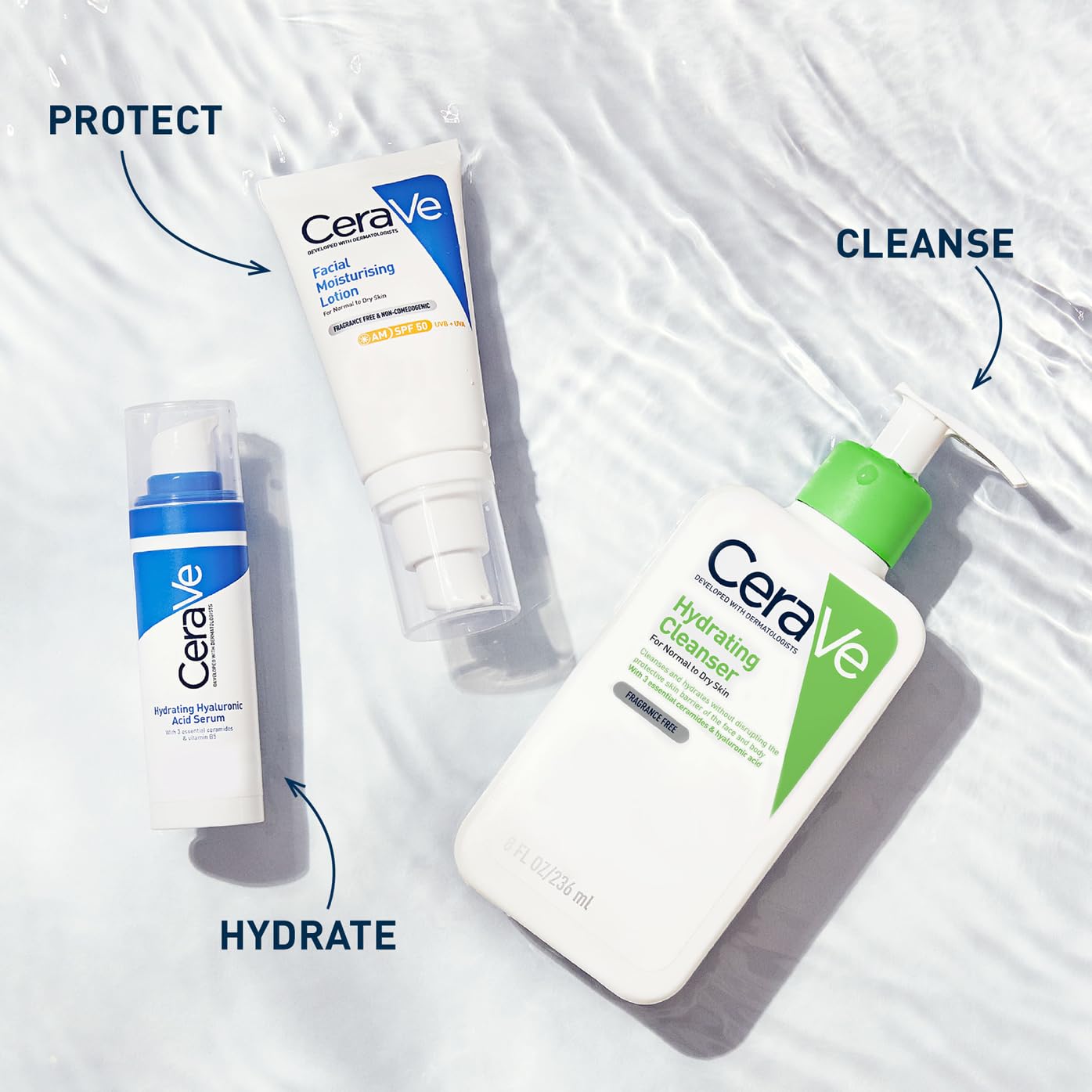 CeraVe Hydrating Cleanser for Normal to Dry Skin 473ml with Hyaluronic Acid & 3 Essential Ceramides