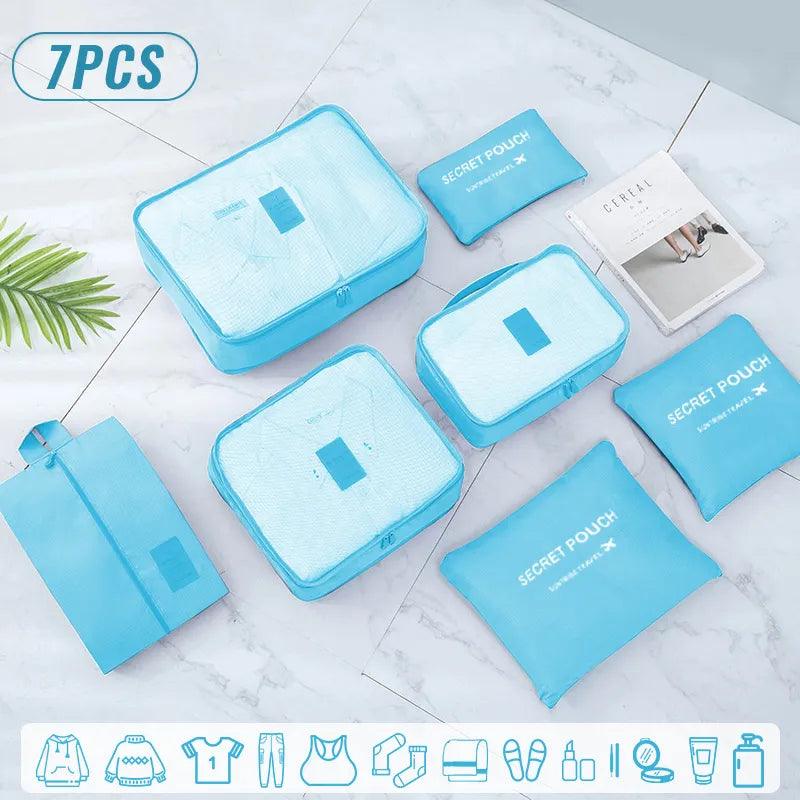 6/7PCS Set Travel Organizer Storage Bags Multifunction Packing Cube Bag For Clothes Tidy Portable Wardrobe Suitcase Pouch Case - Ammpoure Wellbeing