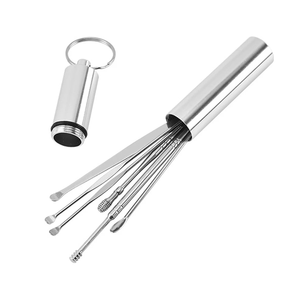 6PCS Stainless Steel Earpick Ear Cleaner Spoon Ear Care Cleaning Tool Earwax Removal Kit Ear Pick Vax Remover Cleanser Health - Ammpoure Wellbeing