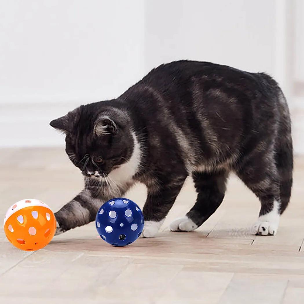 6pcs Toys For Cats Ball With Bell Playing Chew Rattle Scratch Plastic Ball Interactive Cat Training Toys Cat Toy Pet Supplies - Ammpoure Wellbeing