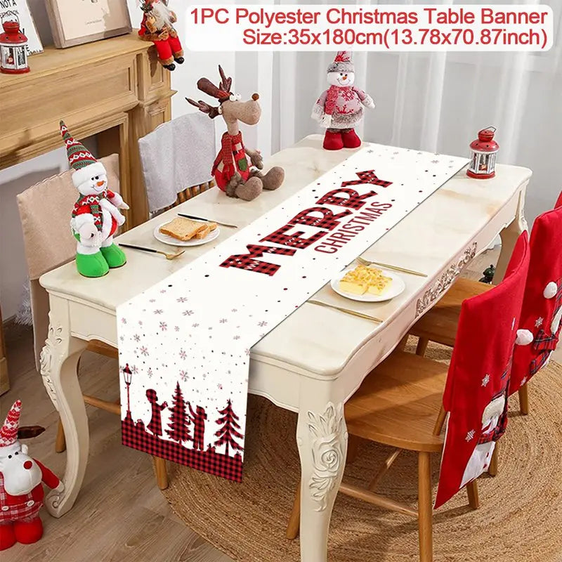 2024 Christmas Table Runners Merry Christmas Decoration for Home Tablecloth Table Cover Xmas Gifts Navidad Noel New Year 2025 - Ammpoure Wellbeing