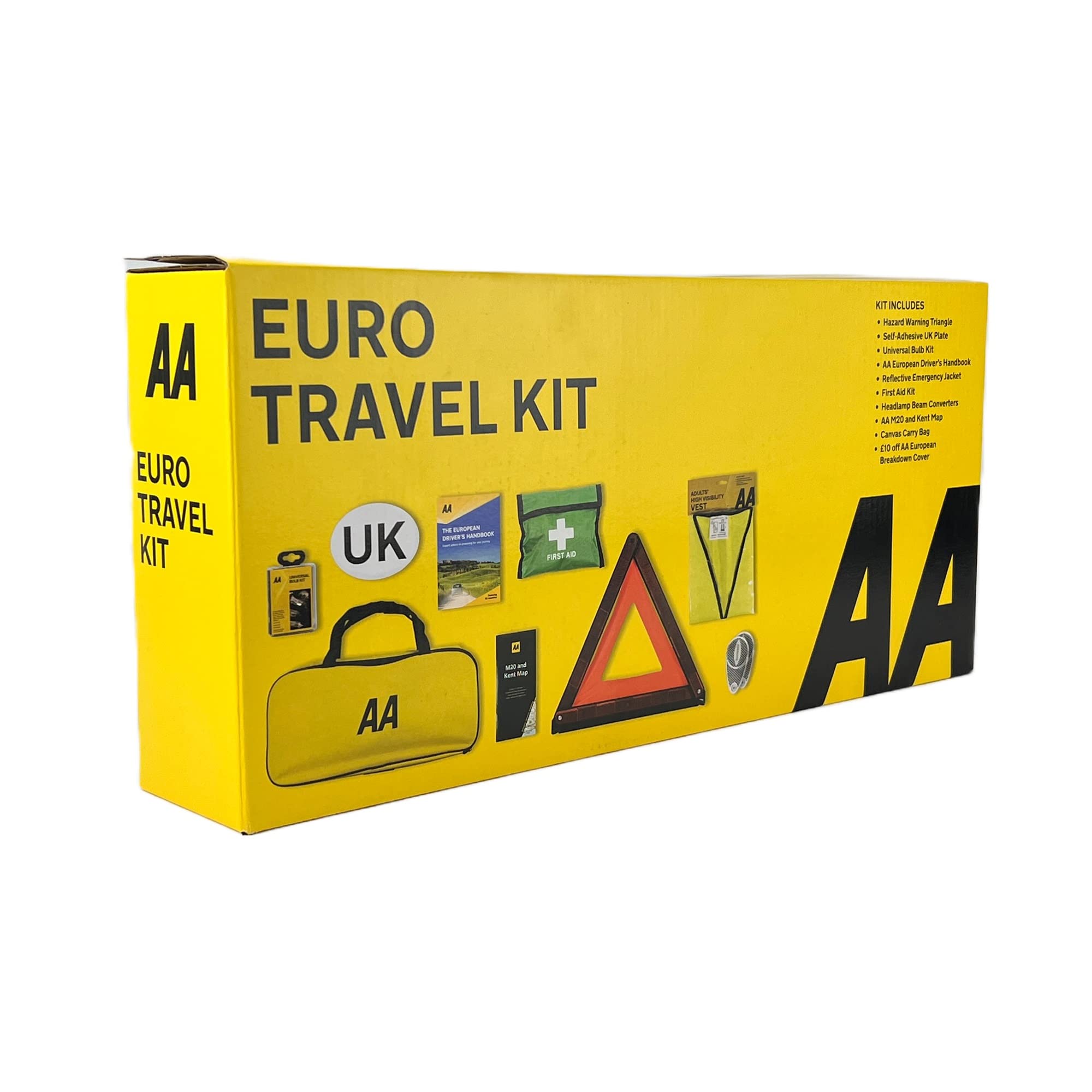 AA Euro Travel Kit AA6318 - for Driving in France/Europe - Includes Zipped Storage Bag and UK Identifier, Multicolour - Ammpoure Wellbeing