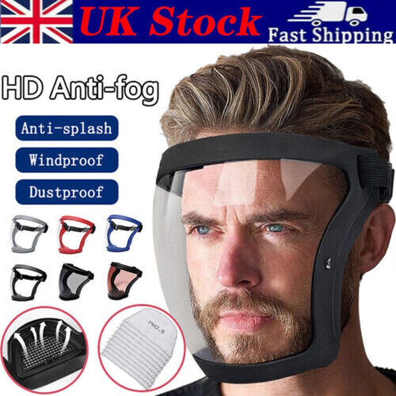 Anti - Fog Shield Super Protective Head Cover Transparent Safety Mask Full Face UK - Ammpoure Wellbeing