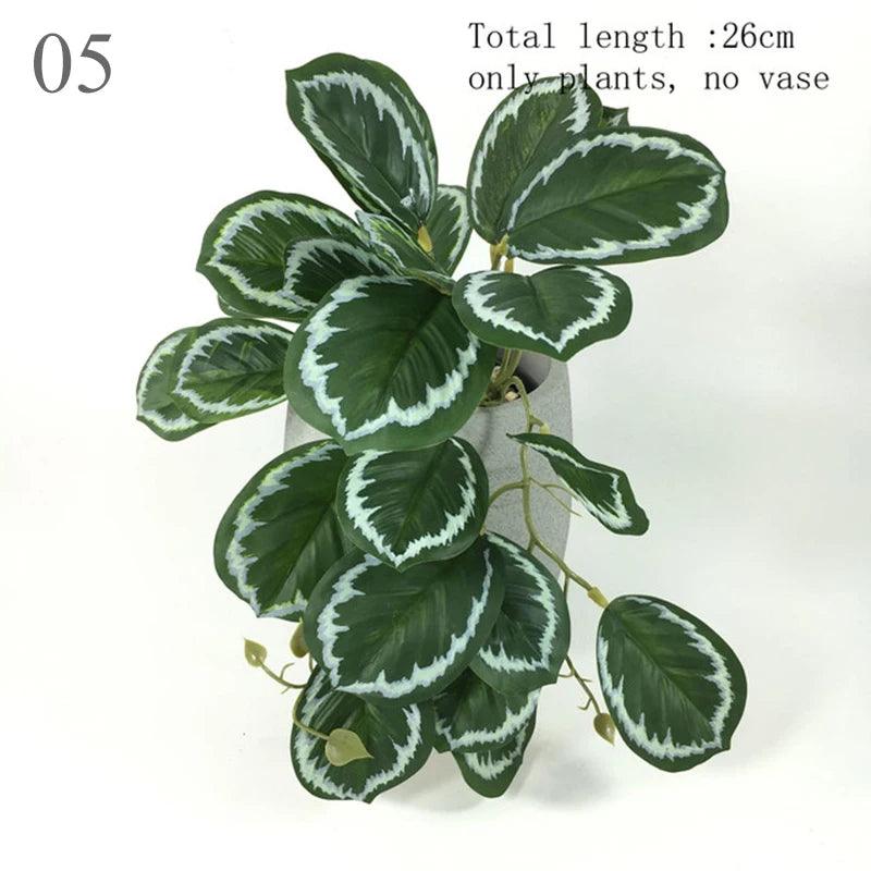 Artificial Terrarium Plant for Reptile Amphibian for Tank Pet Habitat Decorations Lifelike Tropical Leaves Plastic Leaf Rattan - Ammpoure Wellbeing