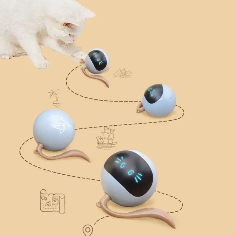 Automatic Pet Smart Interactive Cat Toy Colorful LED Self Rotating Ball Toys USB Rechargeable Kitten Electronic Cat Ball Toys - Ammpoure Wellbeing
