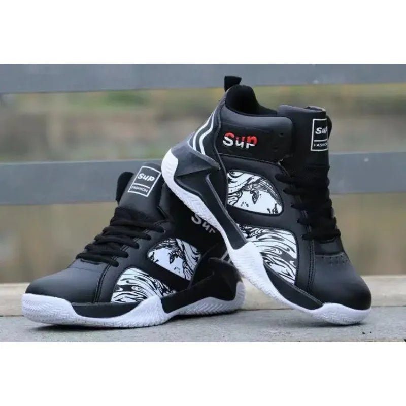 Autumn and Winter PU Leather Men's Shoes Basketball Shoes Sneaker Lace - up Korean Fashion Cross - Border Men's Shoes - Ammpoure Wellbeing