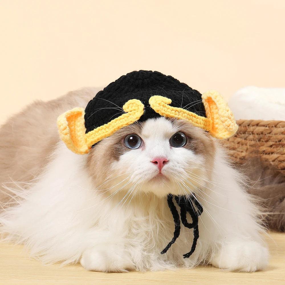 Autumn Winter Cat Hat Elastic Cute Refined Pet Hat Puppy Kittens Knitted Hat Party Photo Shoot Props Decoration Cat Accessories - Ammpoure Wellbeing