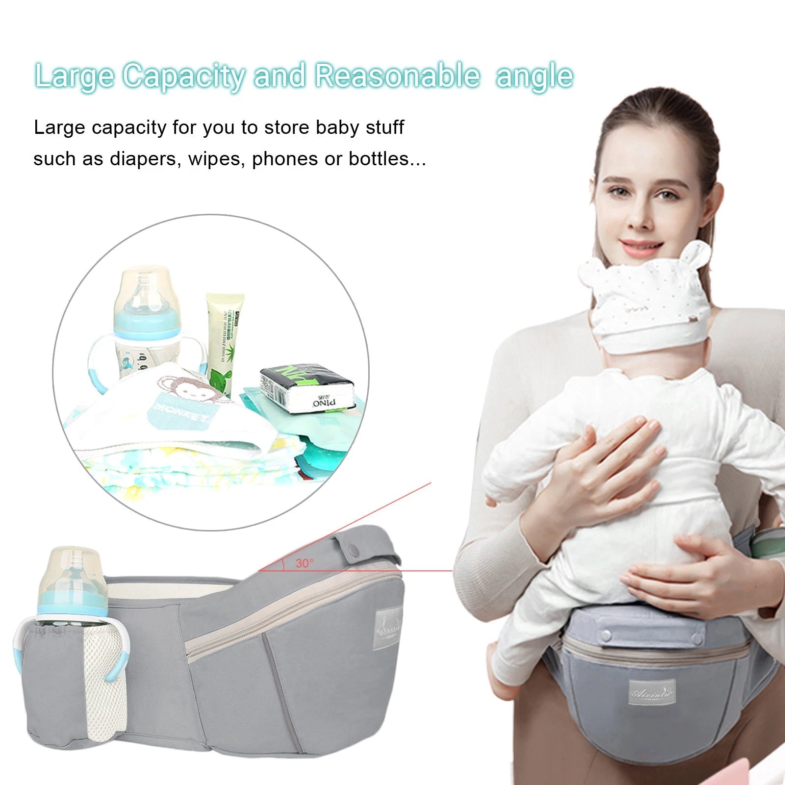 Baby Carrier Ergonomic Infant Multifunctional Waist Stool Newborn To Toddler Multi - use Before and After Kangaroo Bag Accessories - Ammpoure Wellbeing