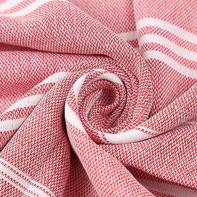 Beach Pool Blanket Absorbent Easy Care Striped Cotton Turkish Sports Bath Towel with Tassels Travel Gym Camping - Ammpoure Wellbeing