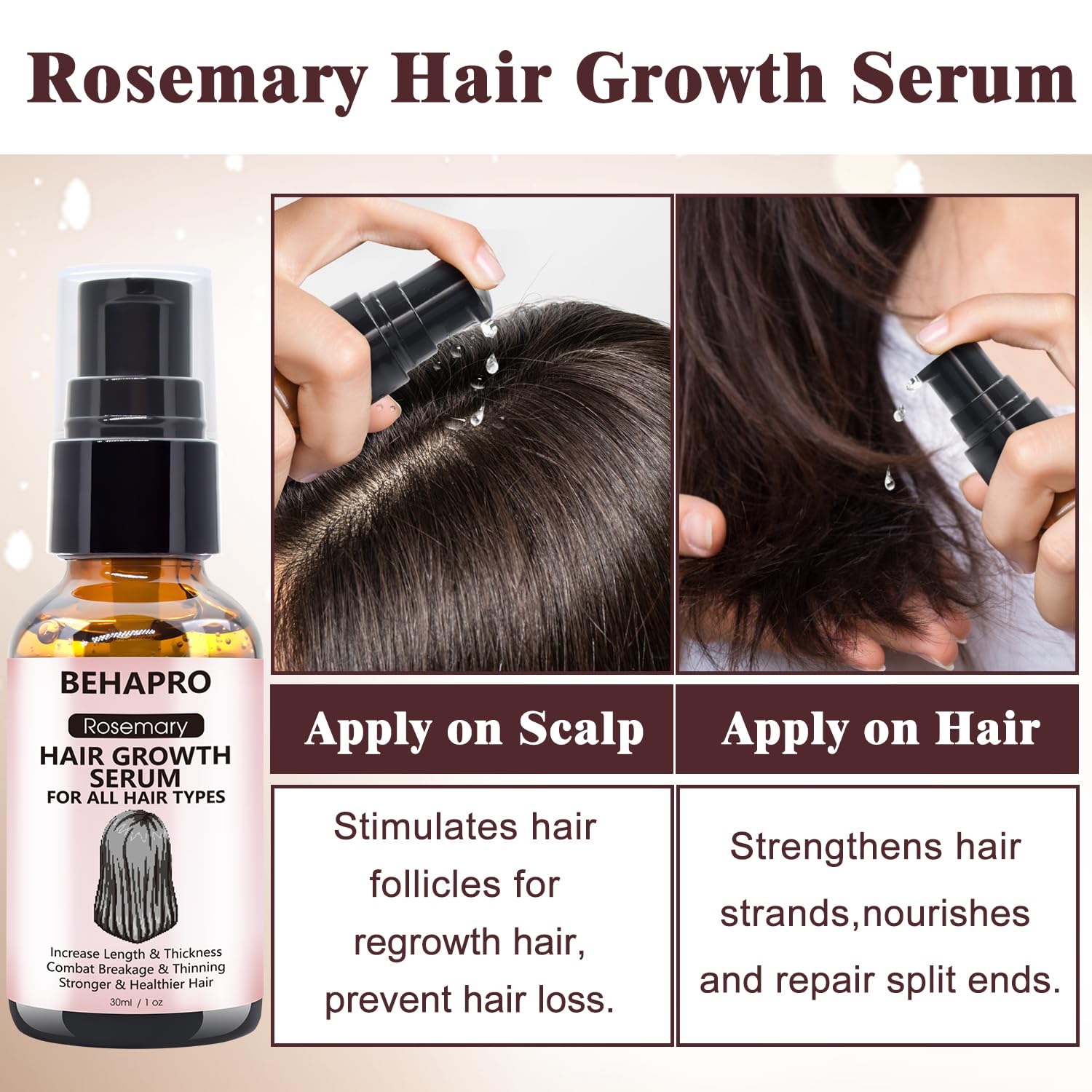 BEHAPRO Rosemary Oil for Hair Growth,w/Hair Growth Serum,Hair Growth Shampoo,Diluted Rosemary Oil Biotin Castor Oil & Argan Oil for Hair Loss Care Treatment Hair Thickening Products for Women Men - Ammpoure Wellbeing