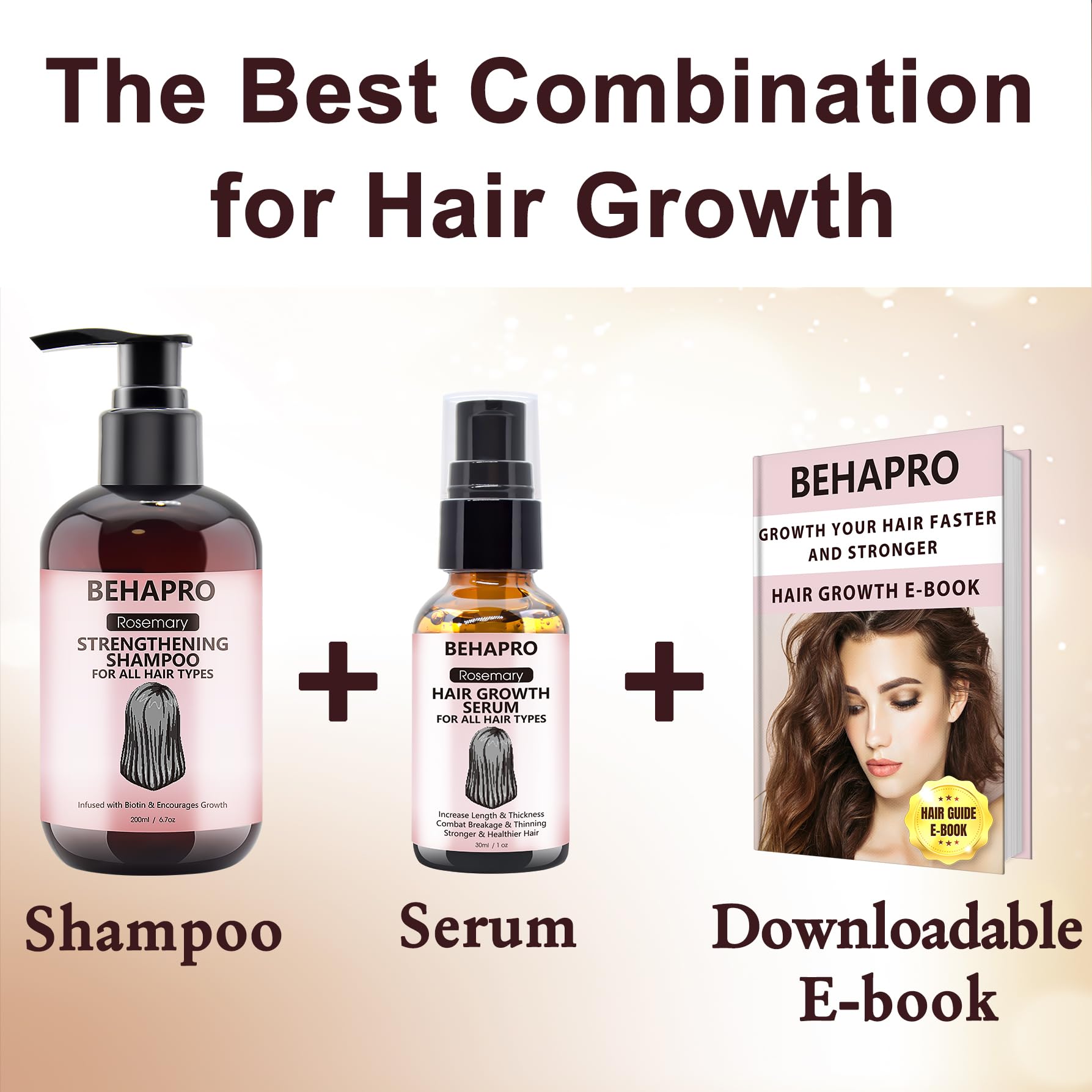 BEHAPRO Rosemary Oil for Hair Growth,w/Hair Growth Serum,Hair Growth Shampoo,Diluted Rosemary Oil Biotin Castor Oil & Argan Oil for Hair Loss Care Treatment Hair Thickening Products for Women Men - Ammpoure Wellbeing