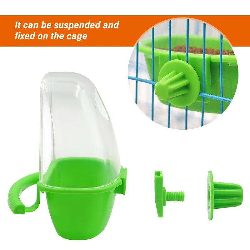 Bird Feeder Cups Parrot Bird Cage Feeder Bowl Plastic Hanging Food Container Bowl For Bird Indoor Outdoor Bird Accessories 1Pcs - Ammpoure Wellbeing