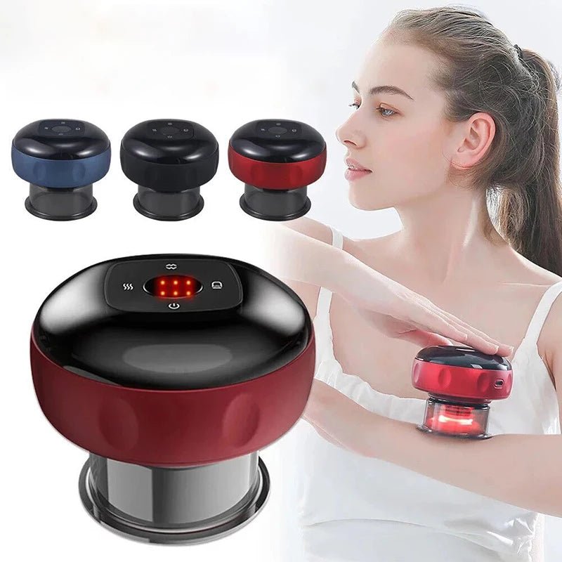 Body Scraping Massage Smart Electric Vacuum Cupping Heating Suction Cup Device Back Neck Arm Massger - Ammpoure Wellbeing