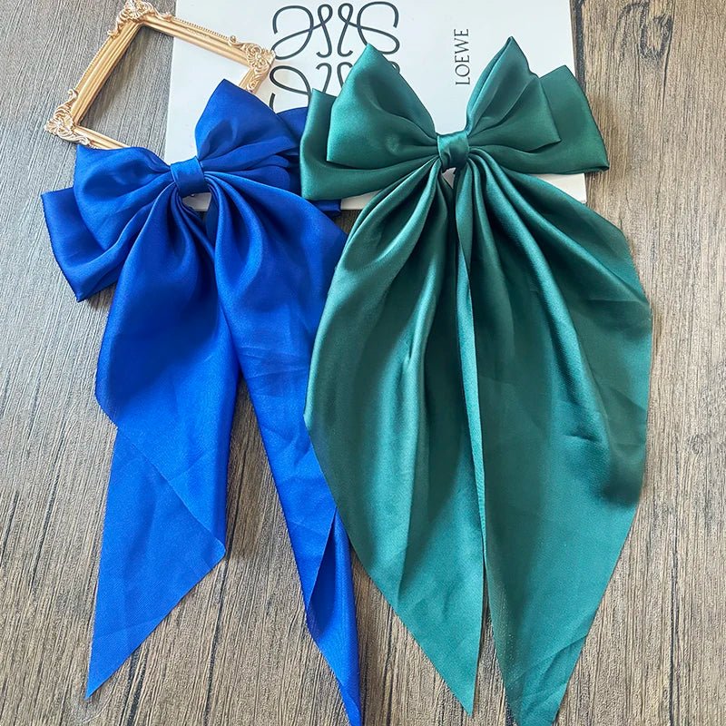 Bow Ribbon Hair Clip for Women Bowknot Barrettes Girls Solid Stain Spring Ponytail Clip Headband Hair Accessories Headwear Gift - Ammpoure Wellbeing