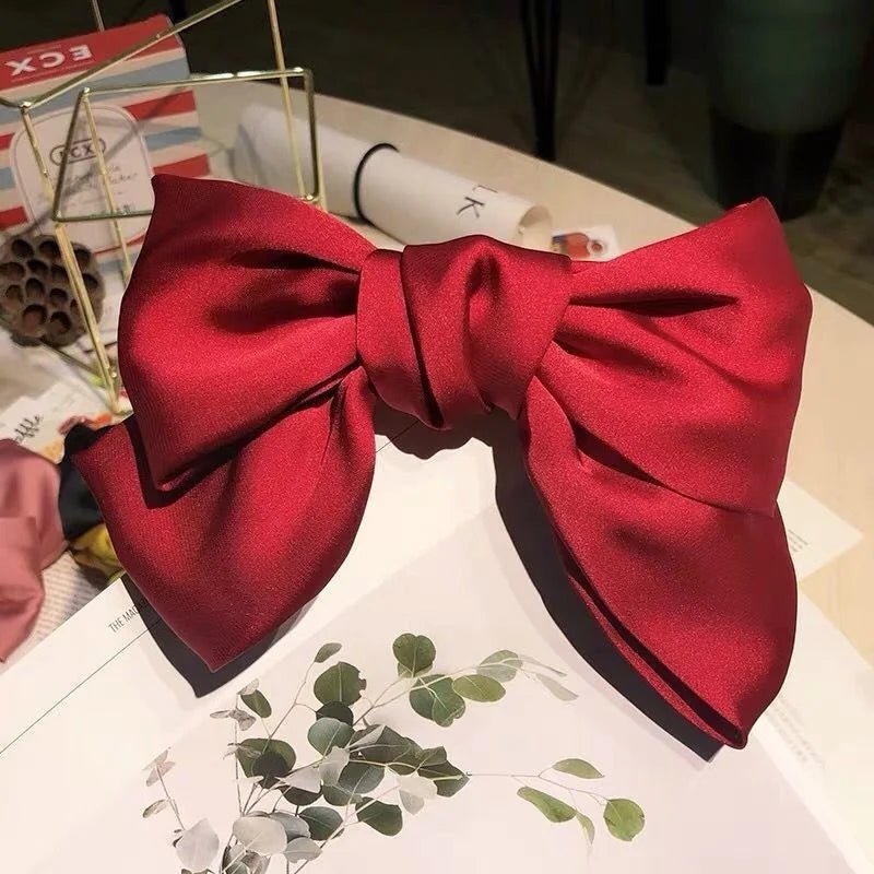 Bow Ribbon Hair Clip for Women Bowknot Barrettes Girls Solid Stain Spring Ponytail Clip Headband Hair Accessories Headwear Gift - Ammpoure Wellbeing