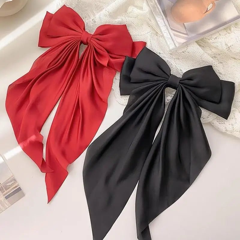 Bow Ribbon Hair Clip for Women Bowknot Barrettes Girls Solid Stain Spring Ponytail Clip Headband Hair Accessories Headwear Gift - Ammpoure Wellbeing