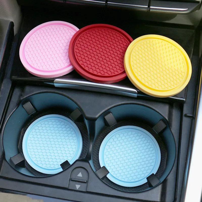 Car Coasters PVC Travel Auto Cup Holder Insert Coaster Anti Slip Vehicle Interior Accessories Cup Mats - Ammpoure Wellbeing