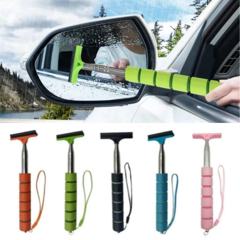 Car Rearview Mirror Wiper Stainless Steel Telescopic Retractable Layered Brush Head Auto Mirror Wash Cleaning Brush Wiper - Ammpoure Wellbeing