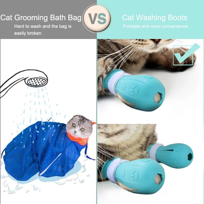 Cat Claw Protector Bath Anti - Scratch Cat Shoes For Cat Adjustable Pet Bath Wash Boots Cat Paw Nail Cover Pet Grooming Supplies - Ammpoure Wellbeing