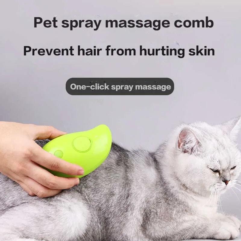 Cat & Dog Grooming Comb with Electric Spray Water Spray Soft Silicone Depilation Brush Kitten Pet Bath Brush Grooming Supplies - Ammpoure Wellbeing