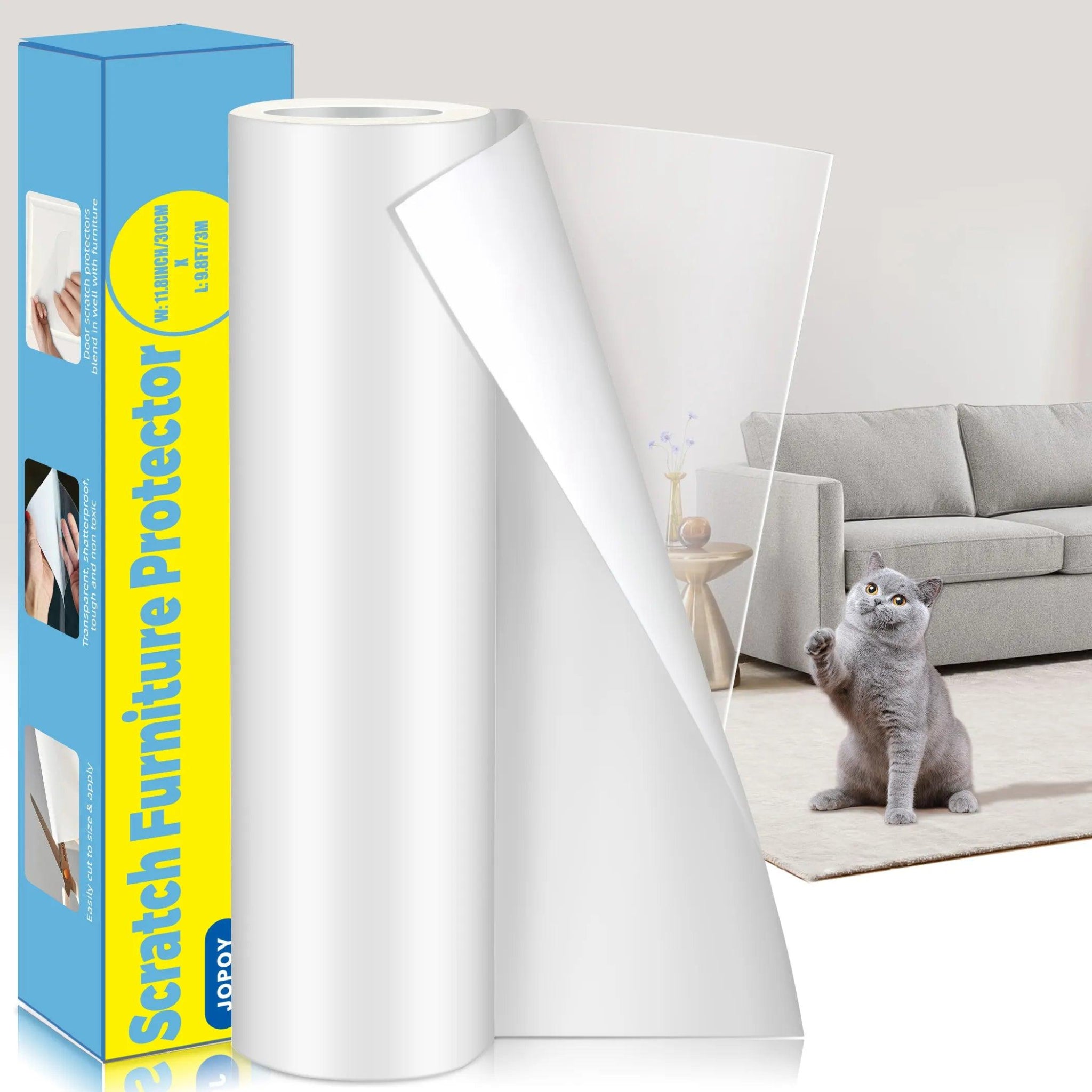 Cat Scratch Deterrent Tape Furniture Protectors for Cats Transparent Self - Adhesive Pet Training Tape for Furniture 11,8 "x9,8ft - Ammpoure Wellbeing