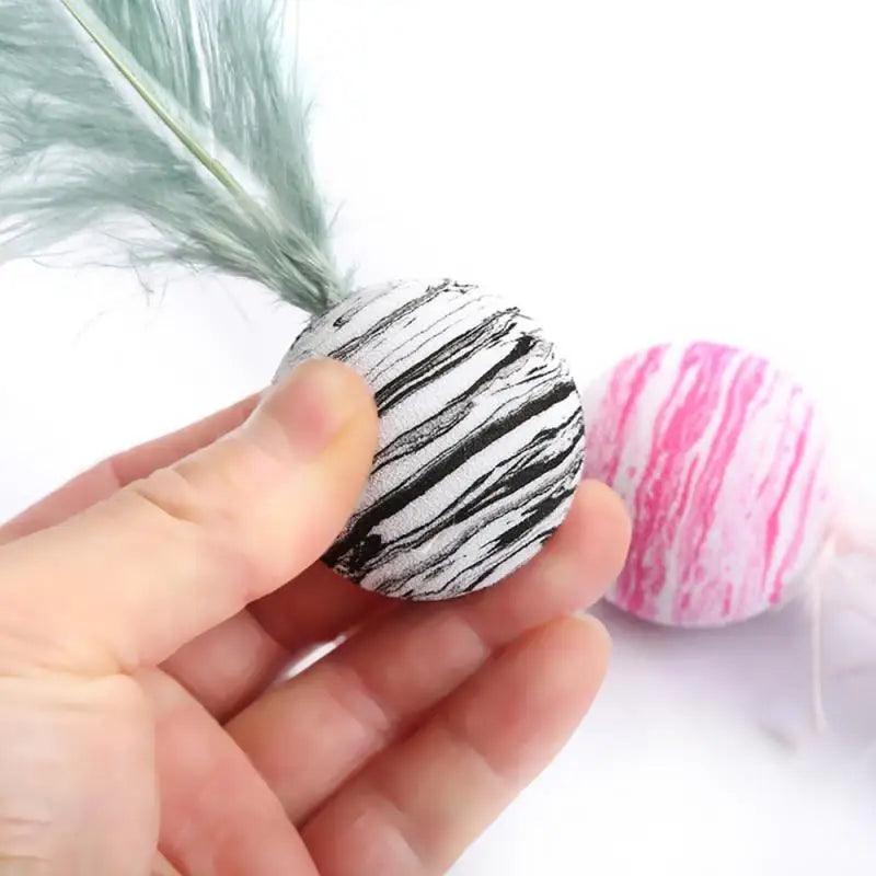 Cat toy Ball Feather Funny Cat Toy Star Ball Plus Feather Foam Ball Throwing Toys Interactive Plush Toys Pet Supplies katten toy - Ammpoure Wellbeing