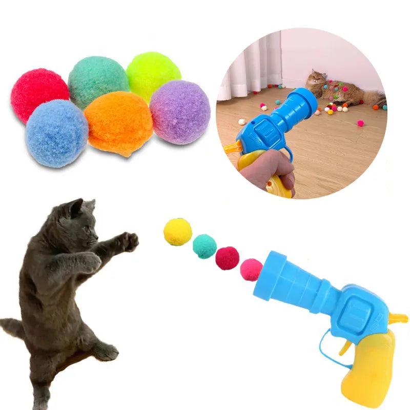 Cat Toys Interactive Launch Training Creative Kittens Mini Pompoms Games Stretch Plush Ball Toys Cat Supplies Pet Accessories - Ammpoure Wellbeing