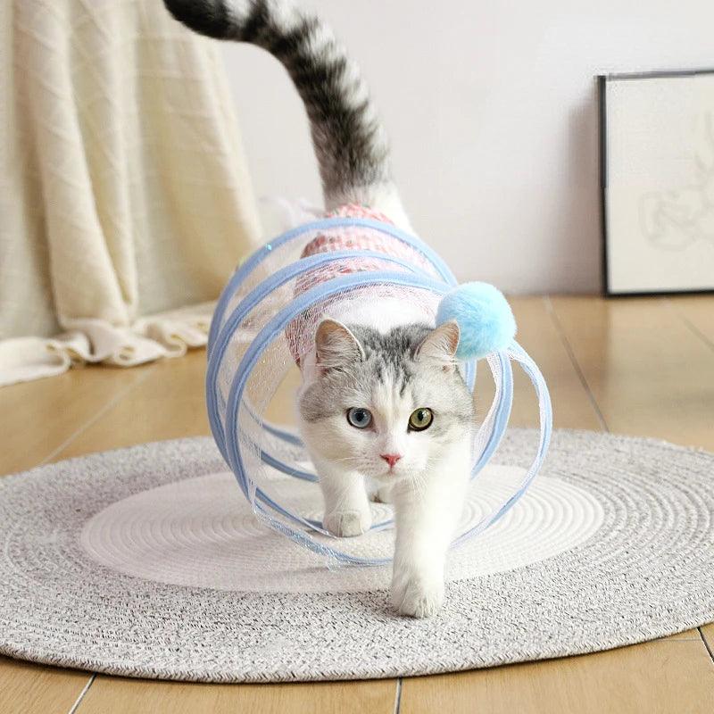 Cat Tunnel For Indoor Cats Collapsible Toy Coil Spiral Colorful Springs Cat Pet Crinkle Tunnels For Indoor Pet Supplies - Ammpoure Wellbeing