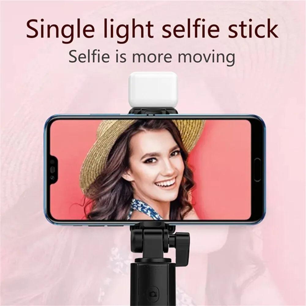 Cell Phone Selfie Stick Tripod Bluetooth Remote Wireless Selfi Stick Phone Holder Stand with Beauty Fill Light for Phone - Ammpoure Wellbeing