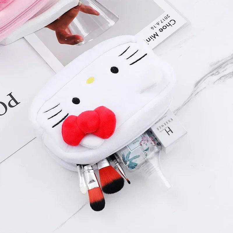 Cute Hello Kitty Cat Plush Pencil Case Bag Makeup Cosmetic Makeup Bag for Girls Organizer Wallet Stationery Travel Storage Bags - Ammpoure Wellbeing