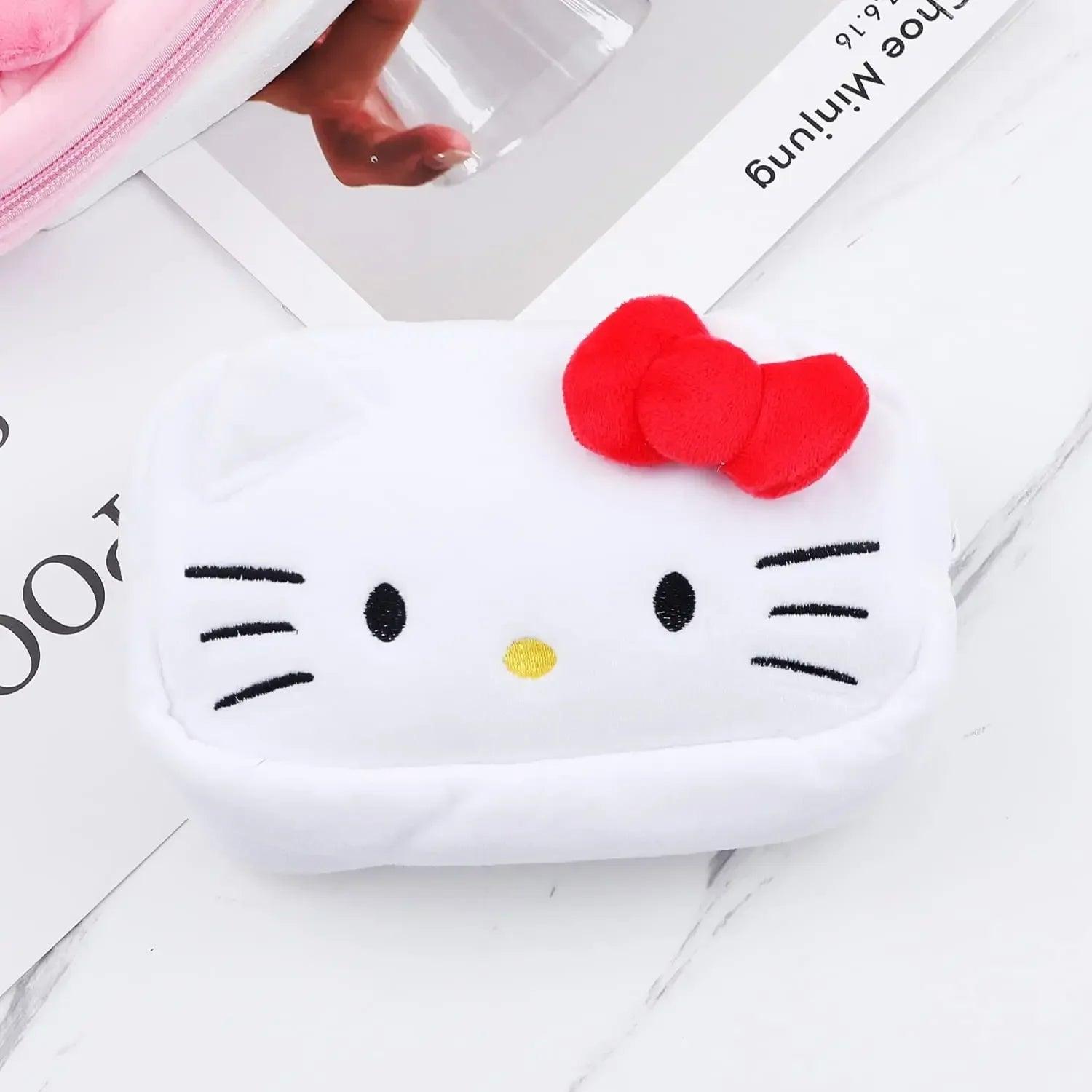 Cute Hello Kitty Cat Plush Pencil Case Bag Makeup Cosmetic Makeup Bag for Girls Organizer Wallet Stationery Travel Storage Bags - Ammpoure Wellbeing