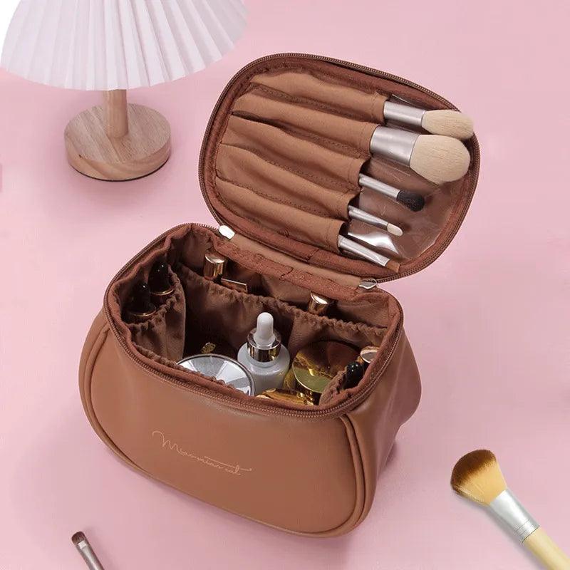 Cute PU Makeup Bag For Women Toiletries Organizer Waterproof Travel Make Up Pouch Female Large Capacity Portable Cosmetic Case - Ammpoure Wellbeing