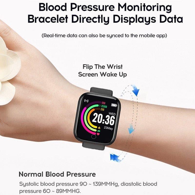 D20 Smart Watch Men Sport Fitness Tracker Blood Pressure Heart Rate Monitor Y68 Women Bracelet For Android IOS Xiaomi Kids - Ammpoure Wellbeing