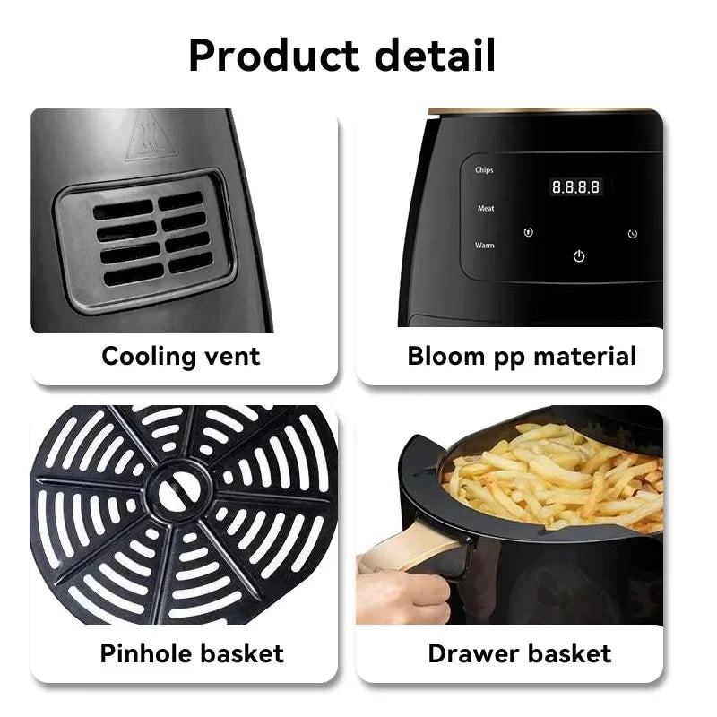 Electric Air Fryer Multifunctional 4.5L Without Oil Convection Oven Deepfrier on Offer Machine Aerogrill for Kitchen 110V/220V - Ammpoure Wellbeing