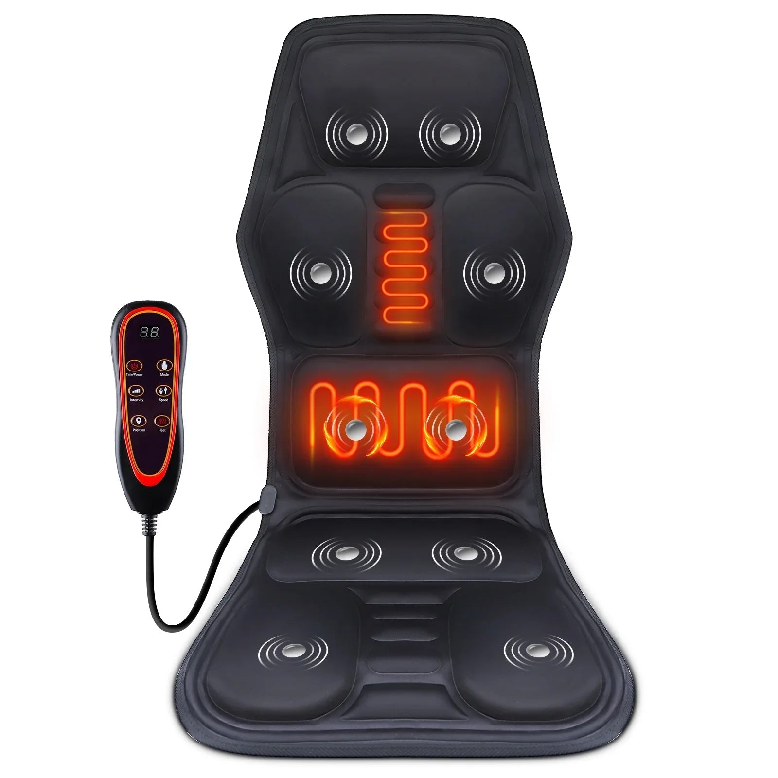 Electric Back Massager Infrared Full - Body Massage Chair Cushion Heating Vibrator Car Home Office Lumbar Neck Mattress Chair Mat - Ammpoure Wellbeing