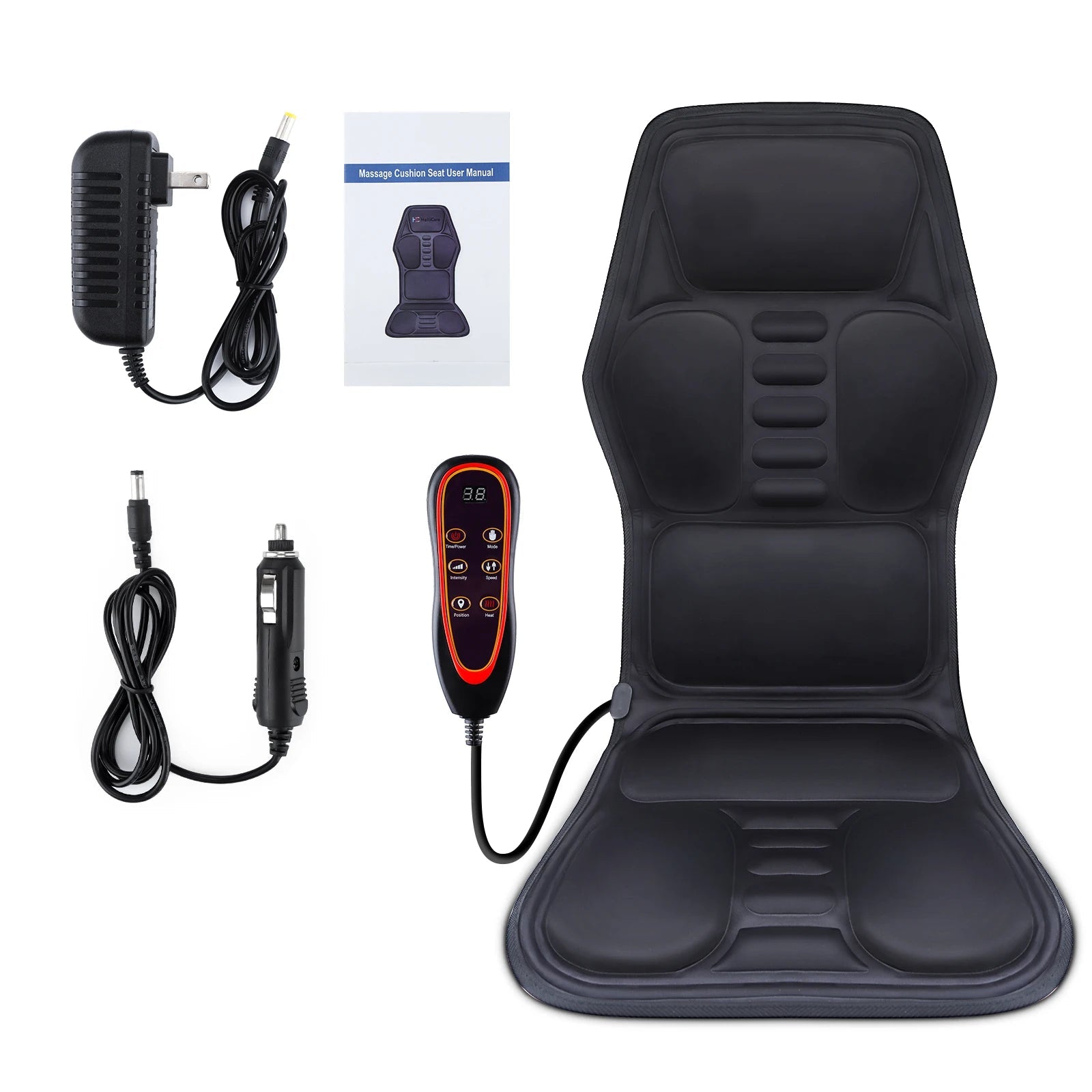 Electric Back Massager Infrared Full - Body Massage Chair Cushion Heating Vibrator Car Home Office Lumbar Neck Mattress Chair Mat - Ammpoure Wellbeing