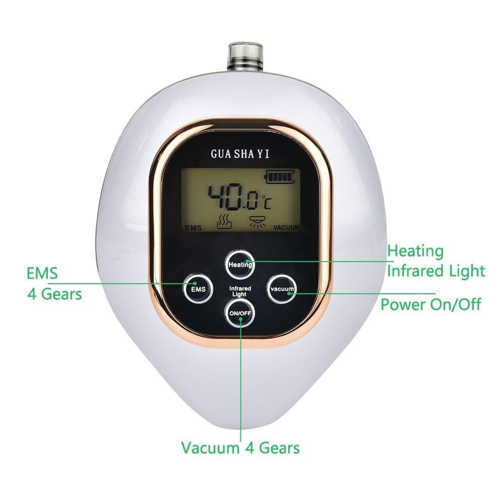 Electric Cupping massage LCD Display Guasha Scraping EMS Body massager Vacuum Cans Suction Cup IR Heating Fat Burner Slimming - Ammpoure Wellbeing